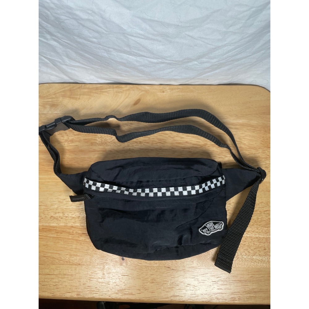 Vans Fanny Pack Crossbody Belt Bag, Black White Cabby Checkerboard Waist Bag VTG